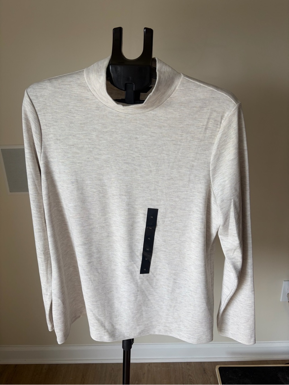 Banana Republic Factory Mock Neck Long Sleeve Top Oatmeal Cream Heather XL NWT